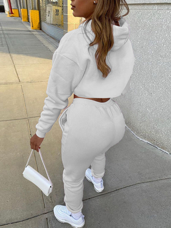 Drawstring Solid Color Hoodie Long Sleeve Drawstring Trousers Vest Three-Piece Suit